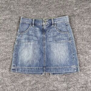 Old Navy Skirt Women's‎ 2 Blue Denim Mini Y2K Zip Fly Pockets Medium Wash 16"